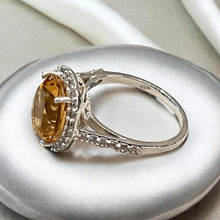 Load image into Gallery viewer,  Oval cut Citrine gemstone ring in sterling silver
