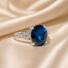 Load image into Gallery viewer, London Blue oval solitaire Gemstone ring in sterling silver
