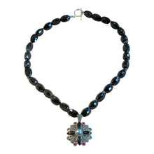 Load image into Gallery viewer, Pearl and gemstone pendant necklace in black onyx gemstone
