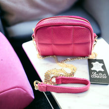 Load image into Gallery viewer, Small pink Italian leather crossover bag
