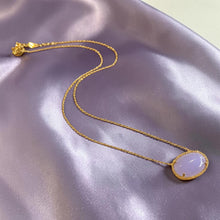 Load image into Gallery viewer, Purple jade necklace in gold filled
