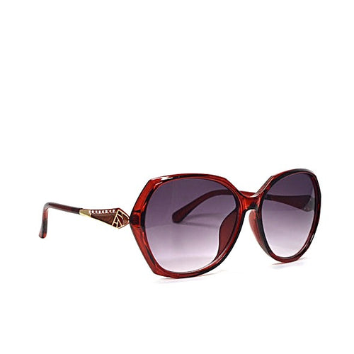 Berry Red women's sunglasses with gold details
