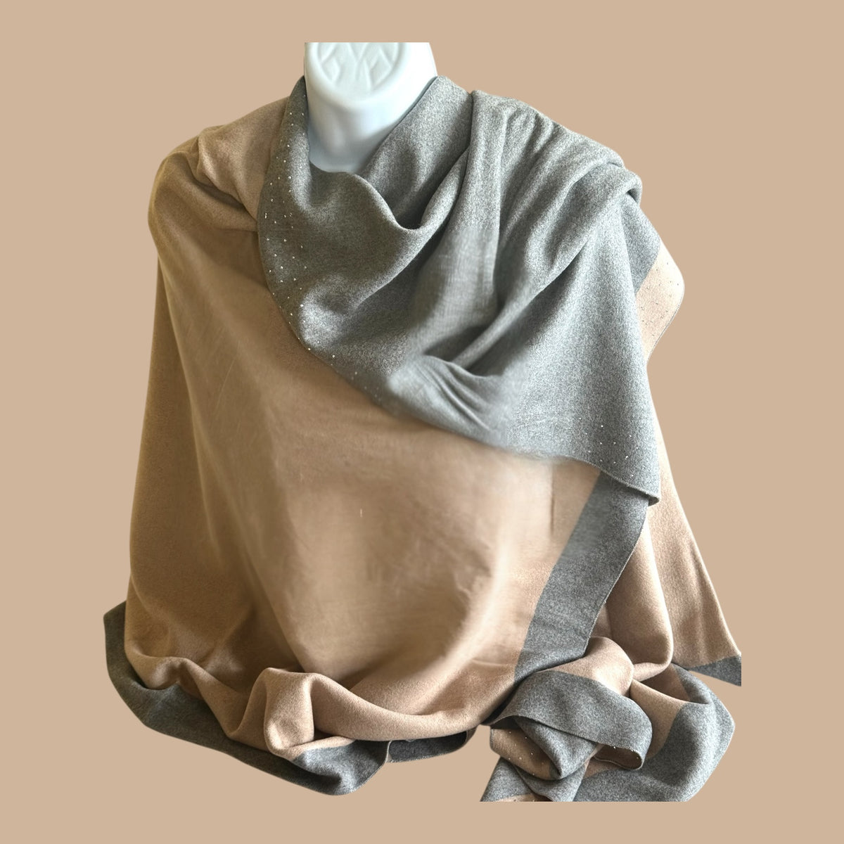 Light Camel and Grey Cashmere Cape – The Butler Collection