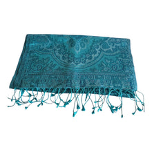 Load image into Gallery viewer, Turquoise silk scarf
