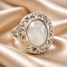 Load image into Gallery viewer, Moonstone gemstone ring in silver
