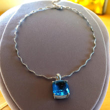 Load image into Gallery viewer, Swiss Blue Topaz pendant necklace in sterling silver
