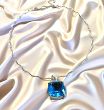 Load image into Gallery viewer, Sterling Silver Swiss Blue Topaz pendant necklace

