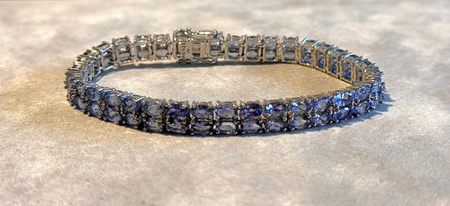 Tanzanite gemstone bracelet in sterling silver