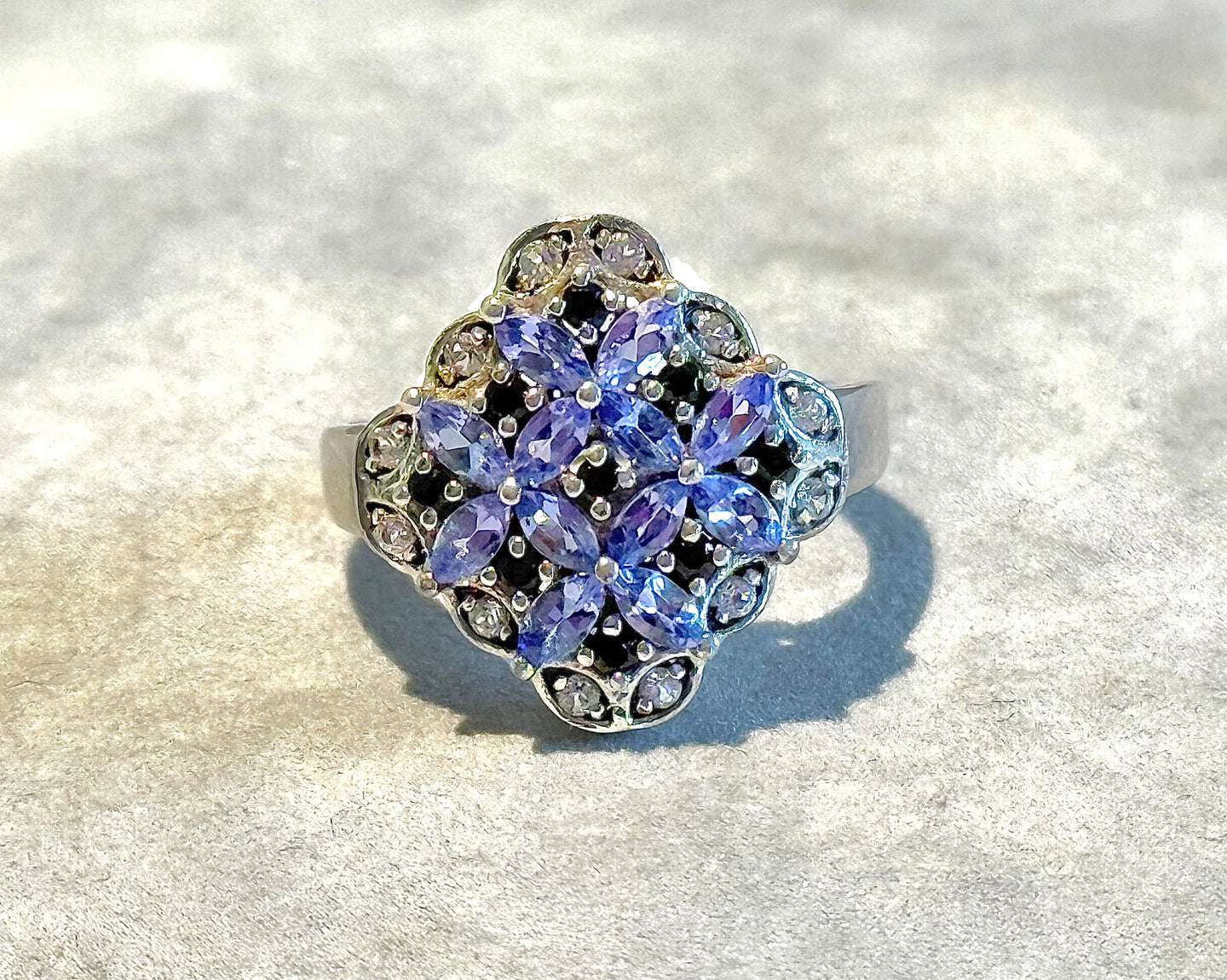 Tanzanite gemstone ring in sterling silver