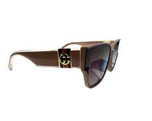 Load image into Gallery viewer, Taupe Women&quot;s sun glasses with gold details
