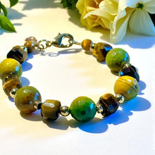 Load image into Gallery viewer, Tiger eye and agate gold filled gemstone bracelet
