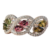 Load image into Gallery viewer, Multi color tourmaline gemstone ring
