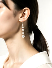 Load image into Gallery viewer, Pearl long drop earrings
