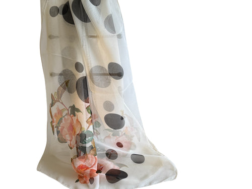 White floral print scarf for women