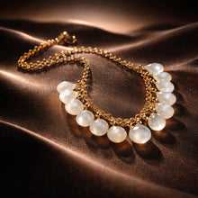 Load image into Gallery viewer, White chalcedony gemstone necklace in gold filled
