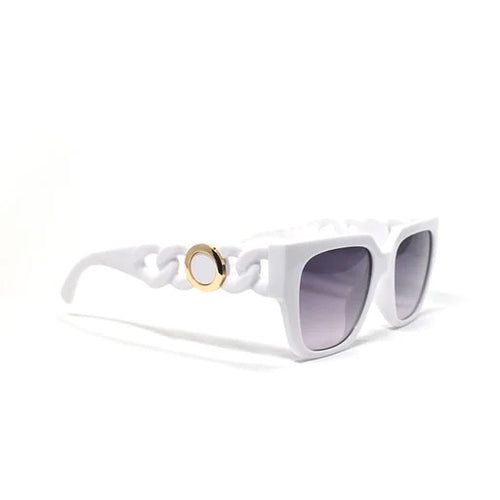 Ladies white sunglasses with gold details