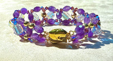 Load image into Gallery viewer, Woven amethyst and crystal handmade gemstone bracelet
