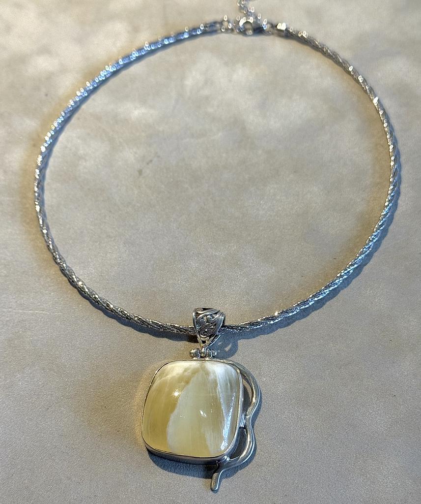 Sterling Silver Yellow Amber Gemstone Necklace