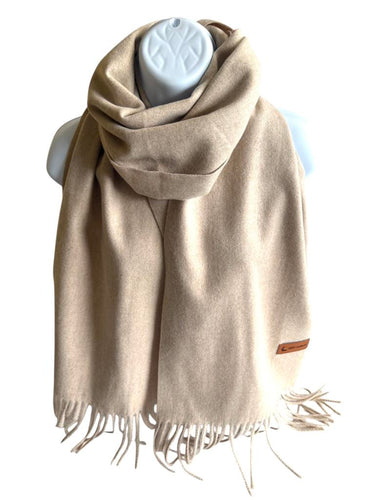 Long beige cashmere winter scarf