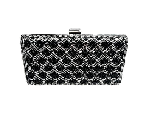 Black and silver evening clutch bag