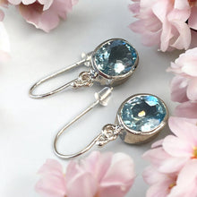 Load image into Gallery viewer, Blue topaz gemstone earrings
