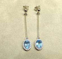 Load image into Gallery viewer, Blue topaz drop earrings in sterling silver
