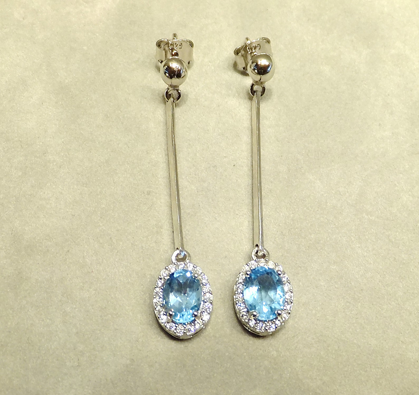 Blue topaz drop earrings in sterling silver