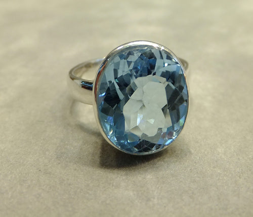 Blue Topaz Gemstone Ring In sterling silver