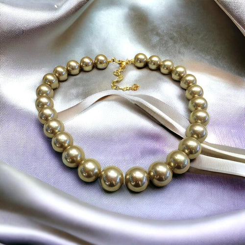 Bronze pearl statement necklace