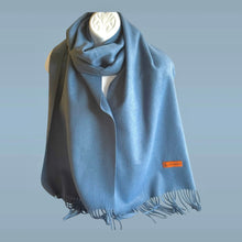 Load image into Gallery viewer, Blue cashmere scarf
