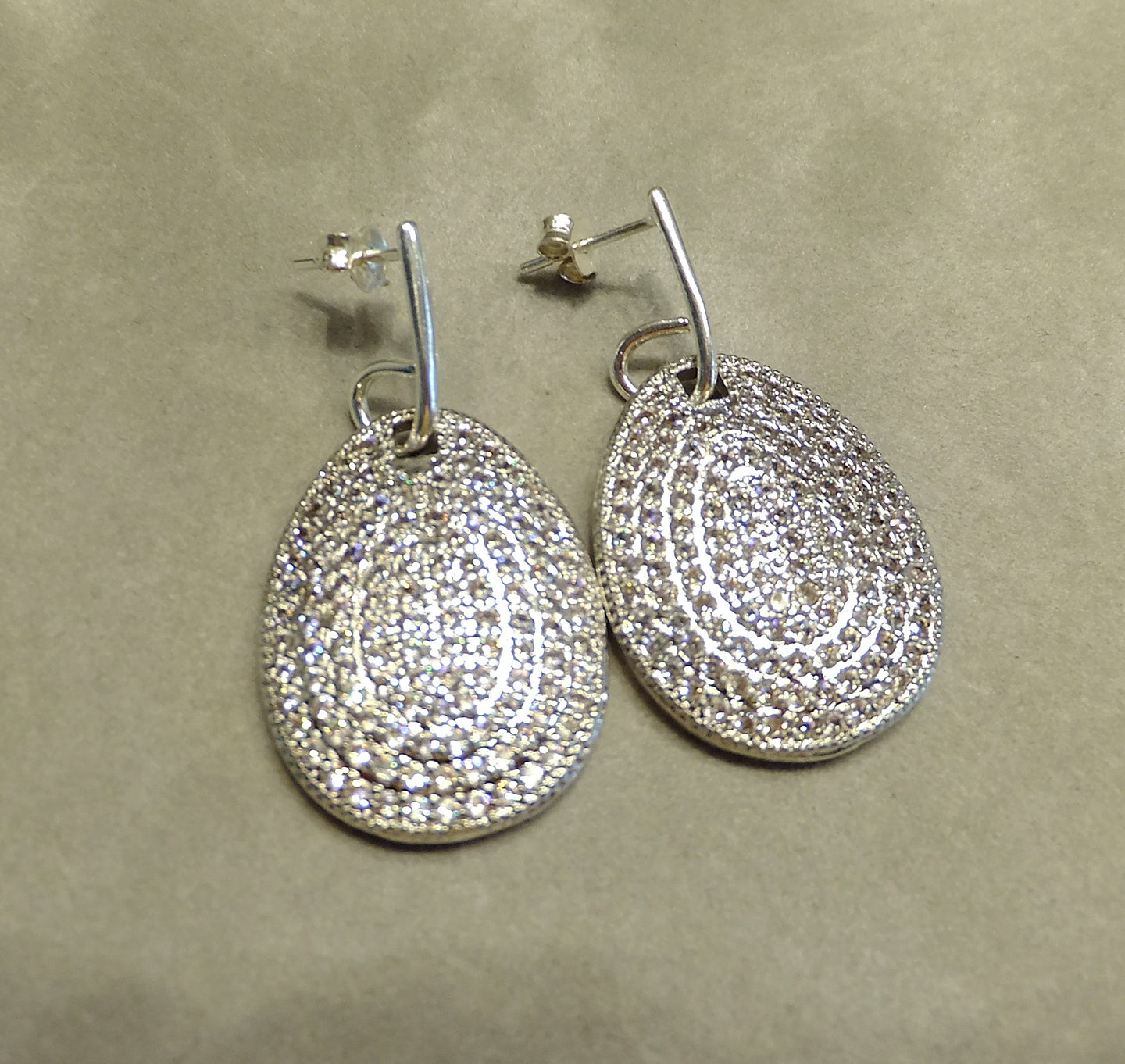 crystal drop earrings in sterling siler