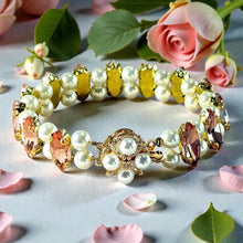 Load image into Gallery viewer, Pearl and crystal bracelet for brides
