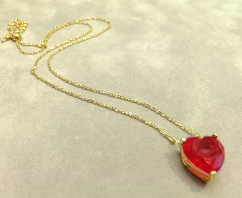 Red heart gemstone necklace