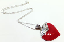 Load image into Gallery viewer, Red coral heart necklace
