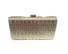 Load image into Gallery viewer, Gold and Silver Crystal Clutch Evening Bag
