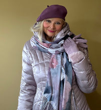 Load image into Gallery viewer, Purple flower long scarf
