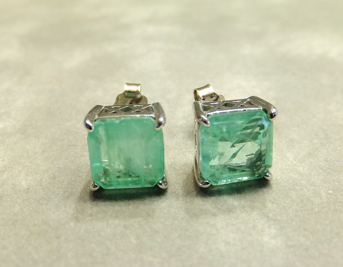 Mint Green Paraiba tourmaline stud earrings