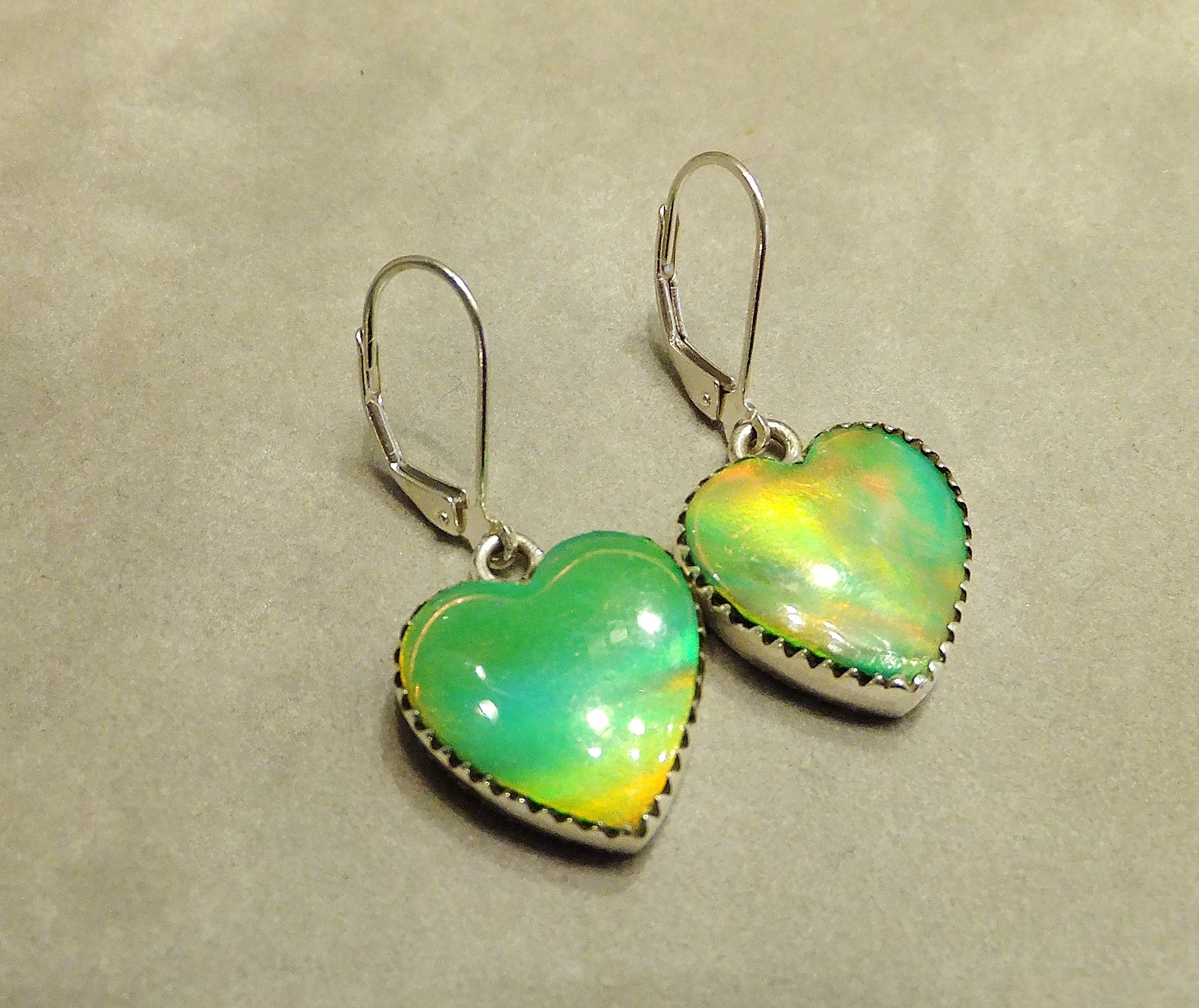 Green Aurora Opal Heart Drop Earrings – The Butler Collection