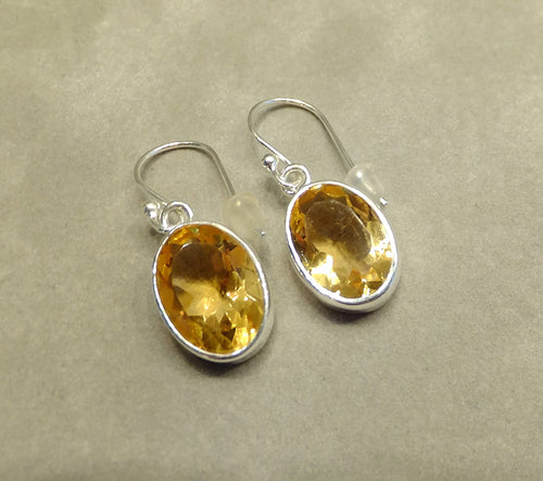 Citrine gemstone earrings in sterling silver