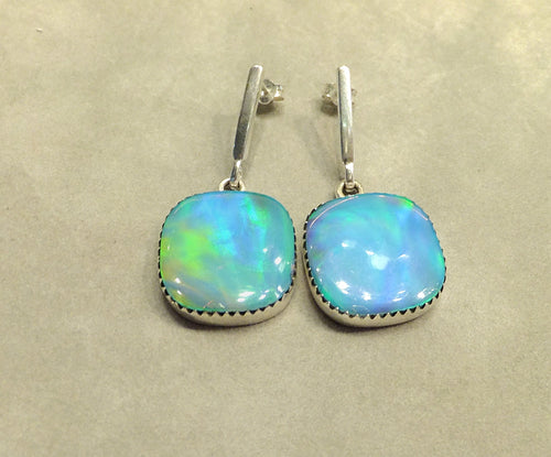 Aurora Blue Opal earrings in sterling silver