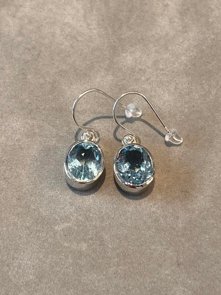 Blue topaz gemstone drop earrings