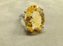 Load image into Gallery viewer, Citrine oval gemstone ring in sterling silver
