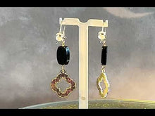 Load and play video in Gallery viewer, Clover leaf black onyx gemstone earrings
