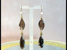 Load and play video in Gallery viewer, Drop smokey quartz gemstone earrings
