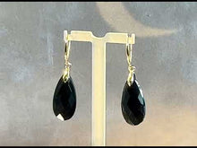Load and play video in Gallery viewer, Black onyx teardrop earrings in gold filled
