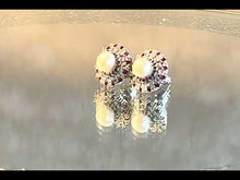 Load and play video in Gallery viewer, Ruby and white pearl stud earrings

