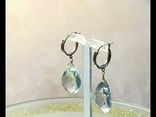 Load and play video in Gallery viewer, Green amethyst gemstone teardrop earrings in gold

