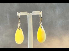 Load and play video in Gallery viewer, Yellow jasper teardrop earrings in gold filled
