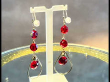 Load and play video in Gallery viewer, Long Gold filled reed crystal earrings
