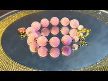 Load and play video in Gallery viewer, Pink Agate gold filled beaded bracelet with heart charm
